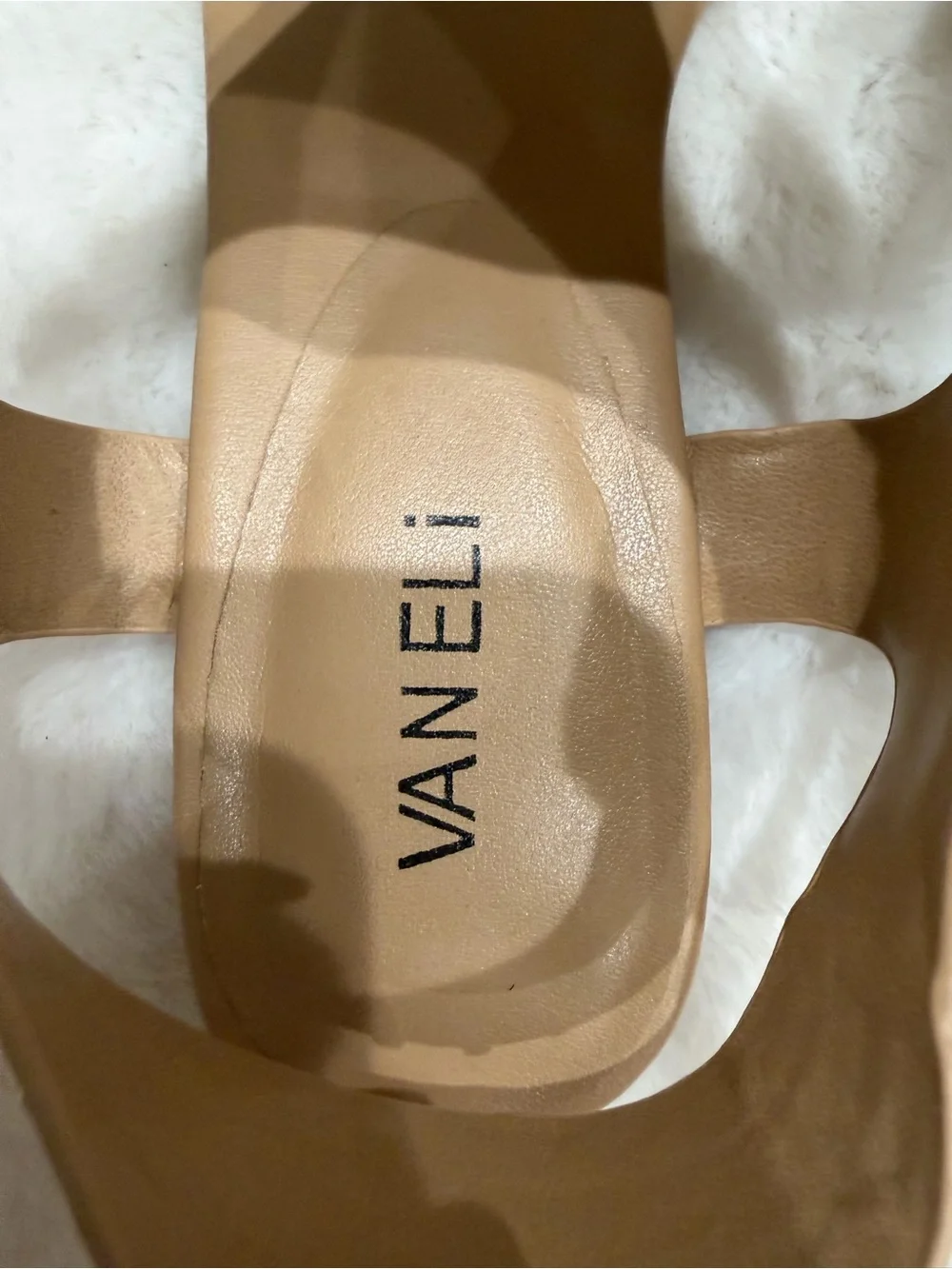 Vaneli Tan Cork T-Strap Studded Sandals Size 10